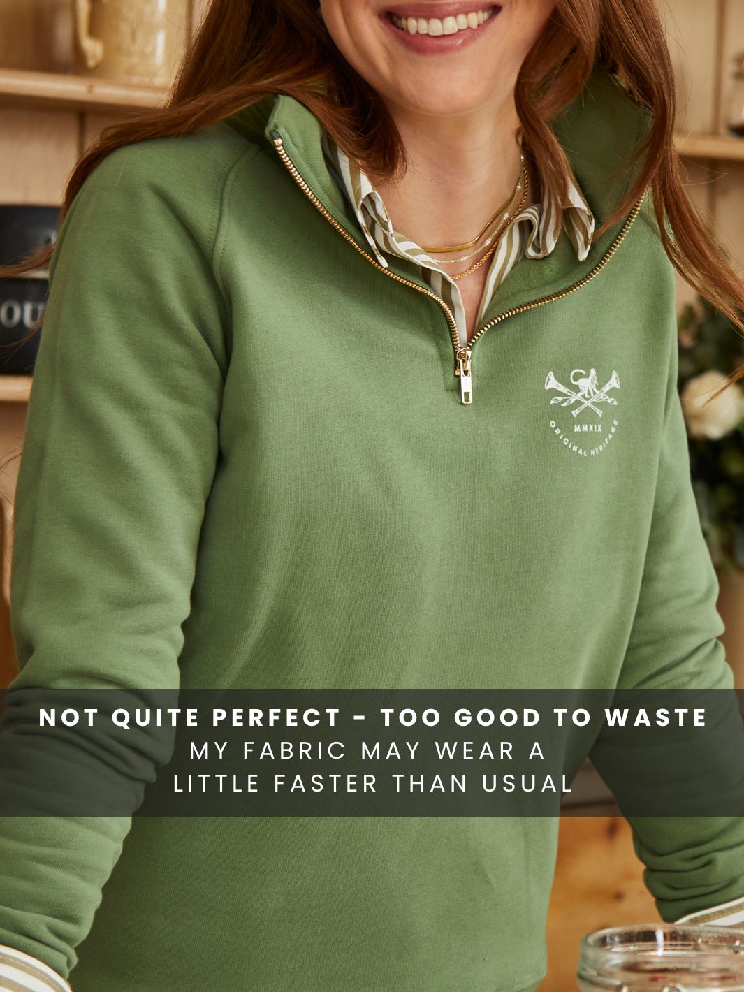 Not Quite Perfect Fabric - Allegra Heritage Quarter Zip Sweatshirt Green