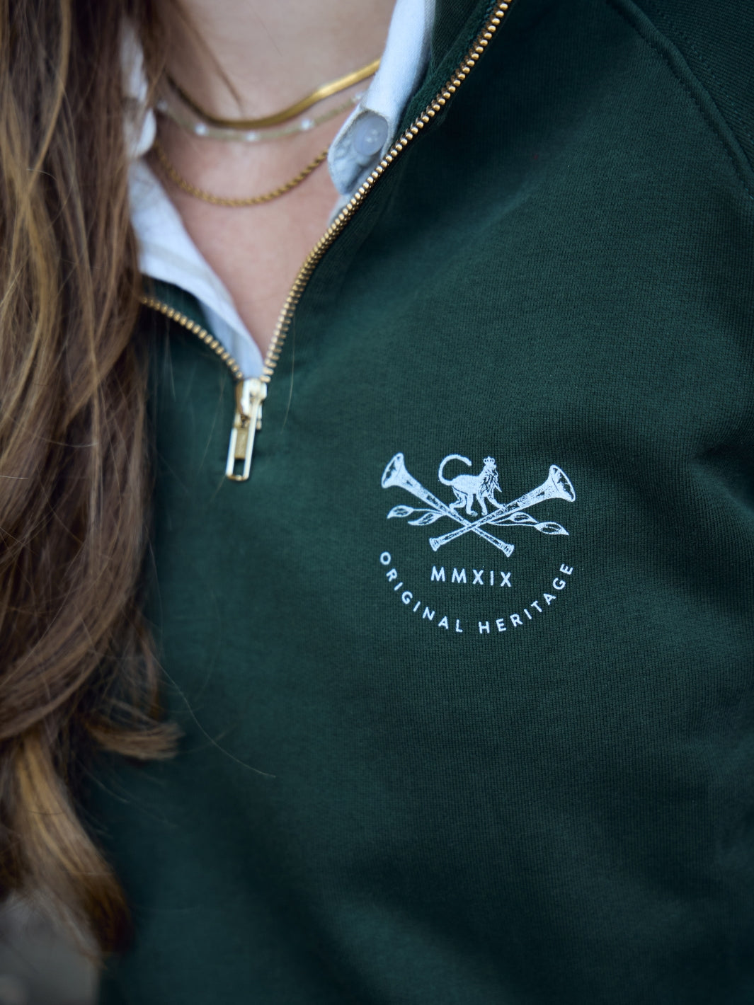 Allegra Heritage Quarter Zip Sweatshirt Duffle Green