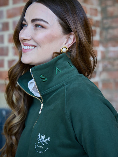 Allegra Heritage Quarter Zip Sweatshirt Duffle Green