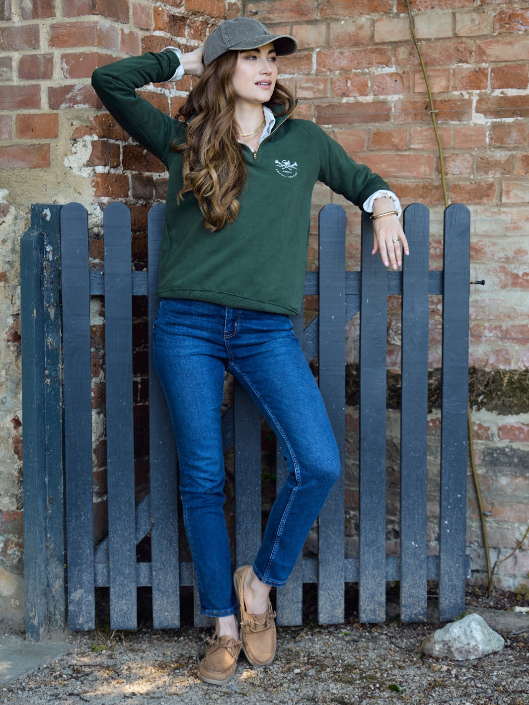 Allegra Heritage Quarter Zip Sweatshirt Duffle Green