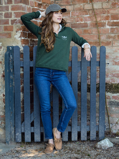 Allegra Heritage Quarter Zip Sweatshirt Duffle Green
