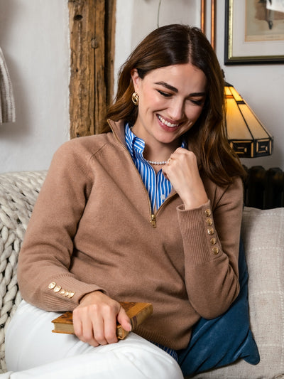 Blake Quarter Zip Knit Camel